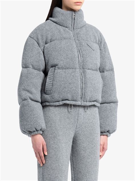 prada grey puffer|More.